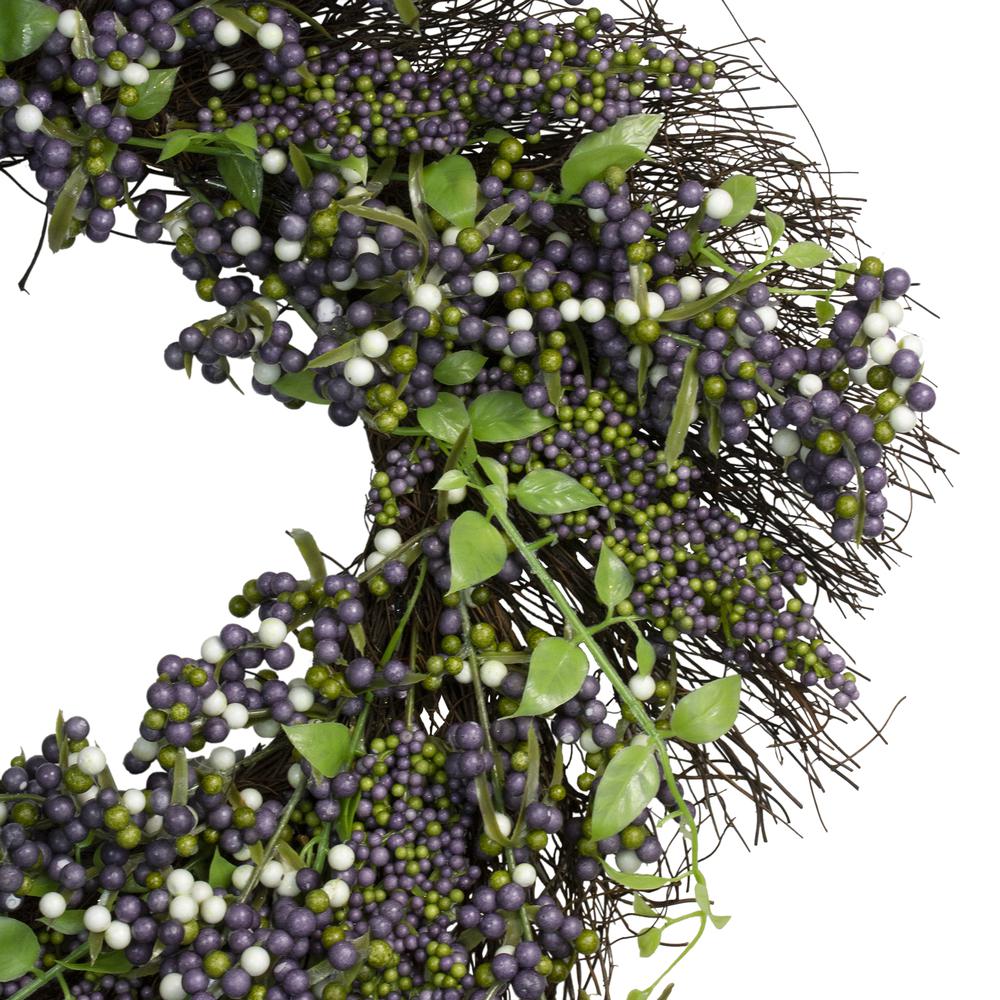 Purple Mini Berry Artificial Thanksgiving Wreath  22-Inch Unlit. Picture 3