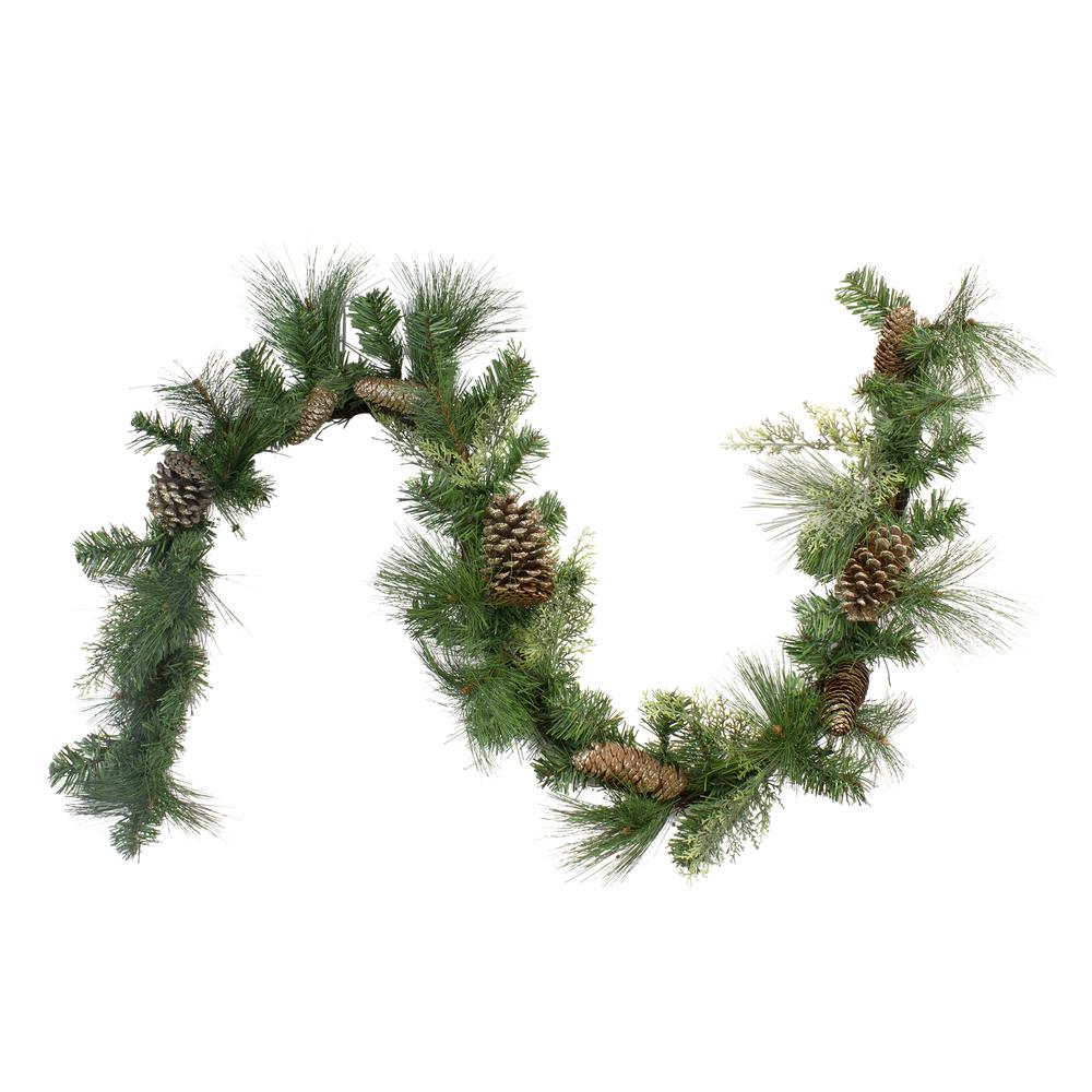 6' x 14" Mixed Pine and Glitter Pine Cones Christmas Garland - Unlit. Picture 1