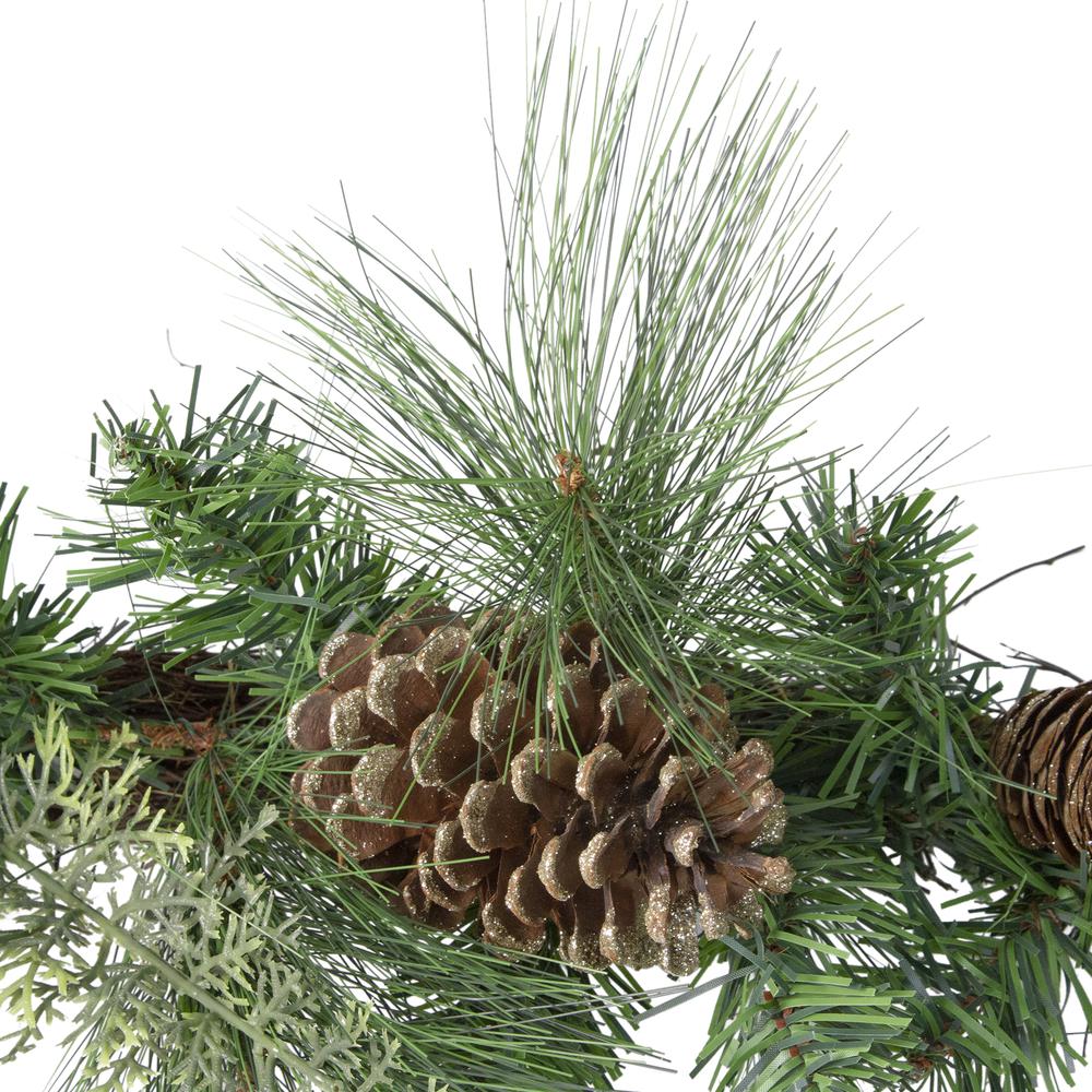 6' x 14" Mixed Pine and Glitter Pine Cones Christmas Garland - Unlit. Picture 2