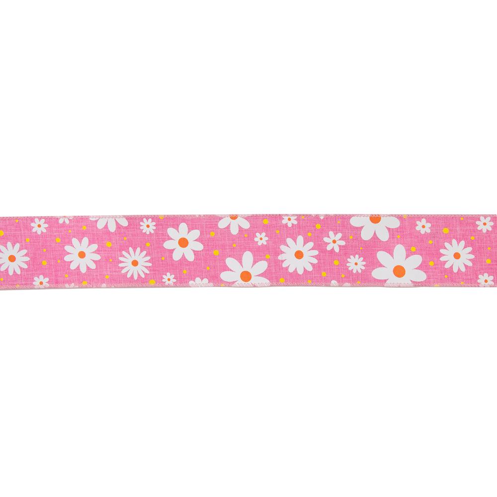 Pink and White Floral Spring Easter Wired Craft Ribbon 2.5" x 10 Yards. Picture 1