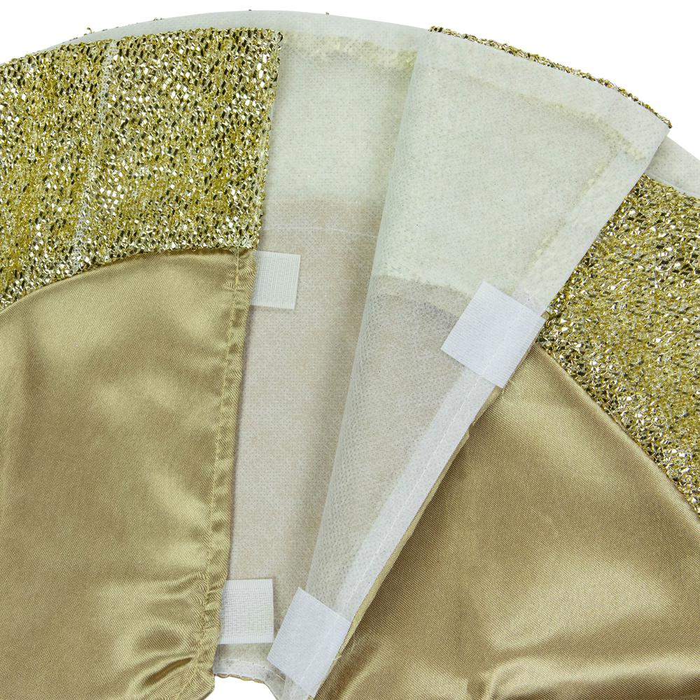 20" Gold Mini Christmas Tree Skirt with Tinsel Trim. Picture 4