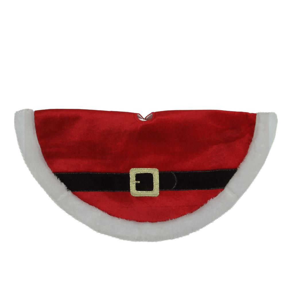 20" Traditional Red and White Santa Claus Belt Buckle Mini Christmas Tree Skirt. The main picture.