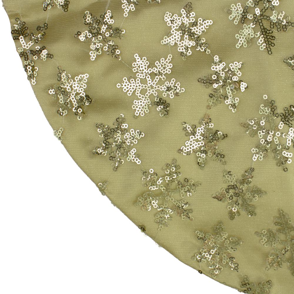 20" Gold Sequin Snowflake Pattern Mini Christmas Tree Skirt. Picture 3