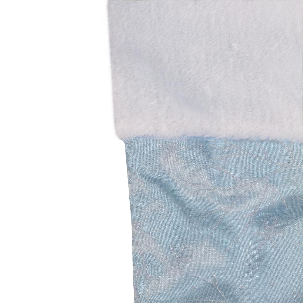 20.5-Inch Blue and White Sheer Organza Christmas Stocking with Faux Fur Cuff. Picture 2