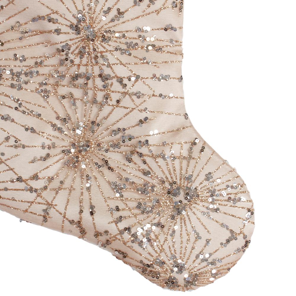 20.5-Inch Gold Glitter and Sequin Satin Cuff Christmas Stocking. Picture 3