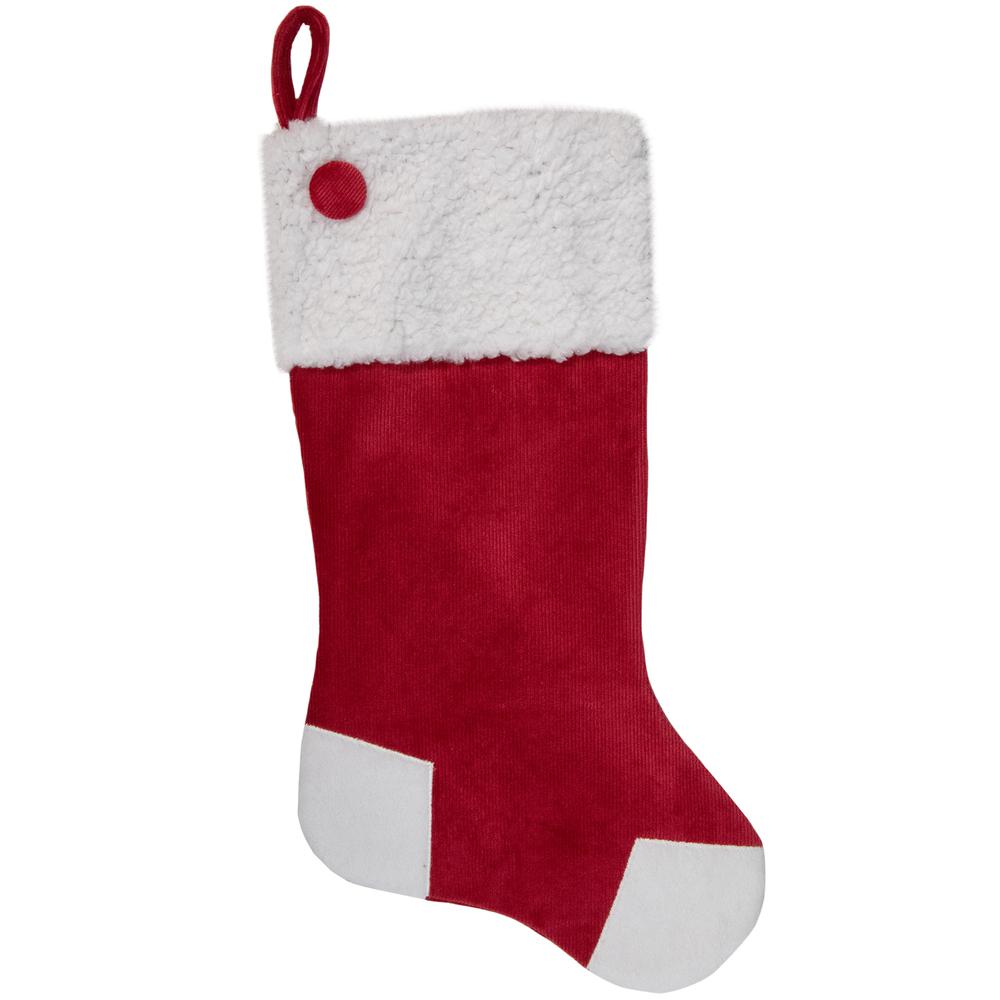 20.5-Inch Red and White Velvet Christmas Stocking With Faux Fur. Picture 1