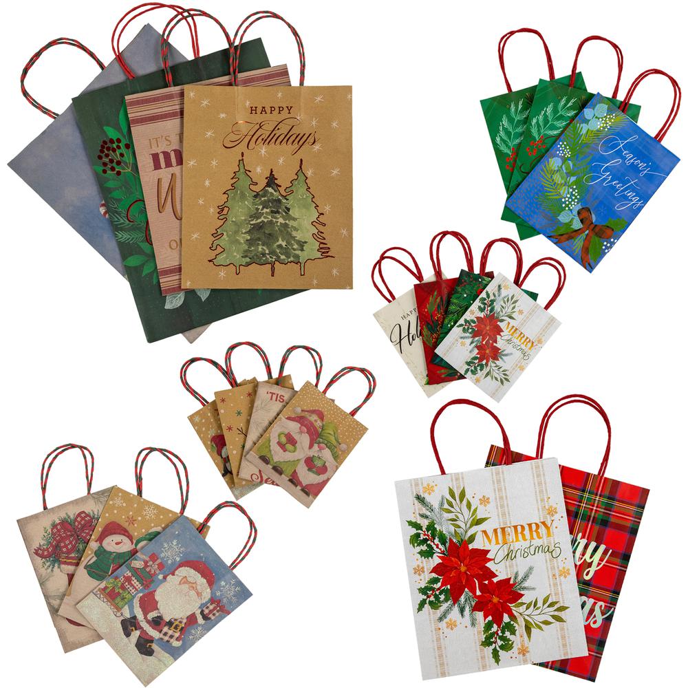 20-Count Assorted Christmas Themed Paper Gift Bags. Picture 1