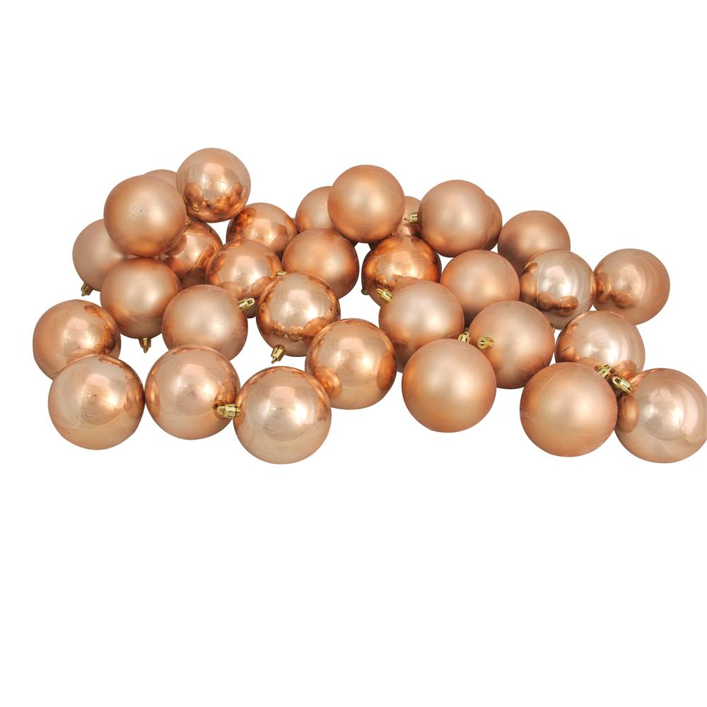 60ct Almond Brown Shatterproof 2-Finish Christmas Ball Ornaments 2.5" (60mm). Picture 1