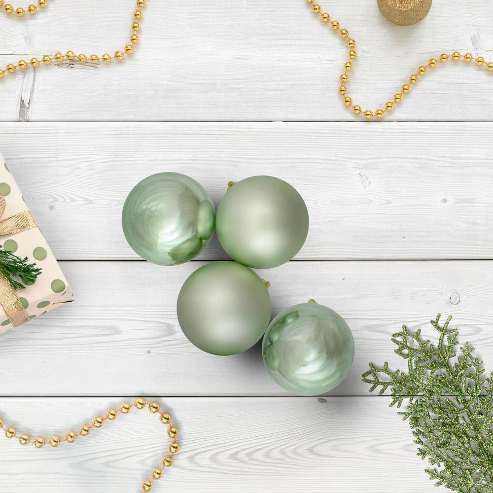 60ct Celadon Green Shatterproof 2-Finish Christmas Ball Ornaments 2.5" (60mm). Picture 2