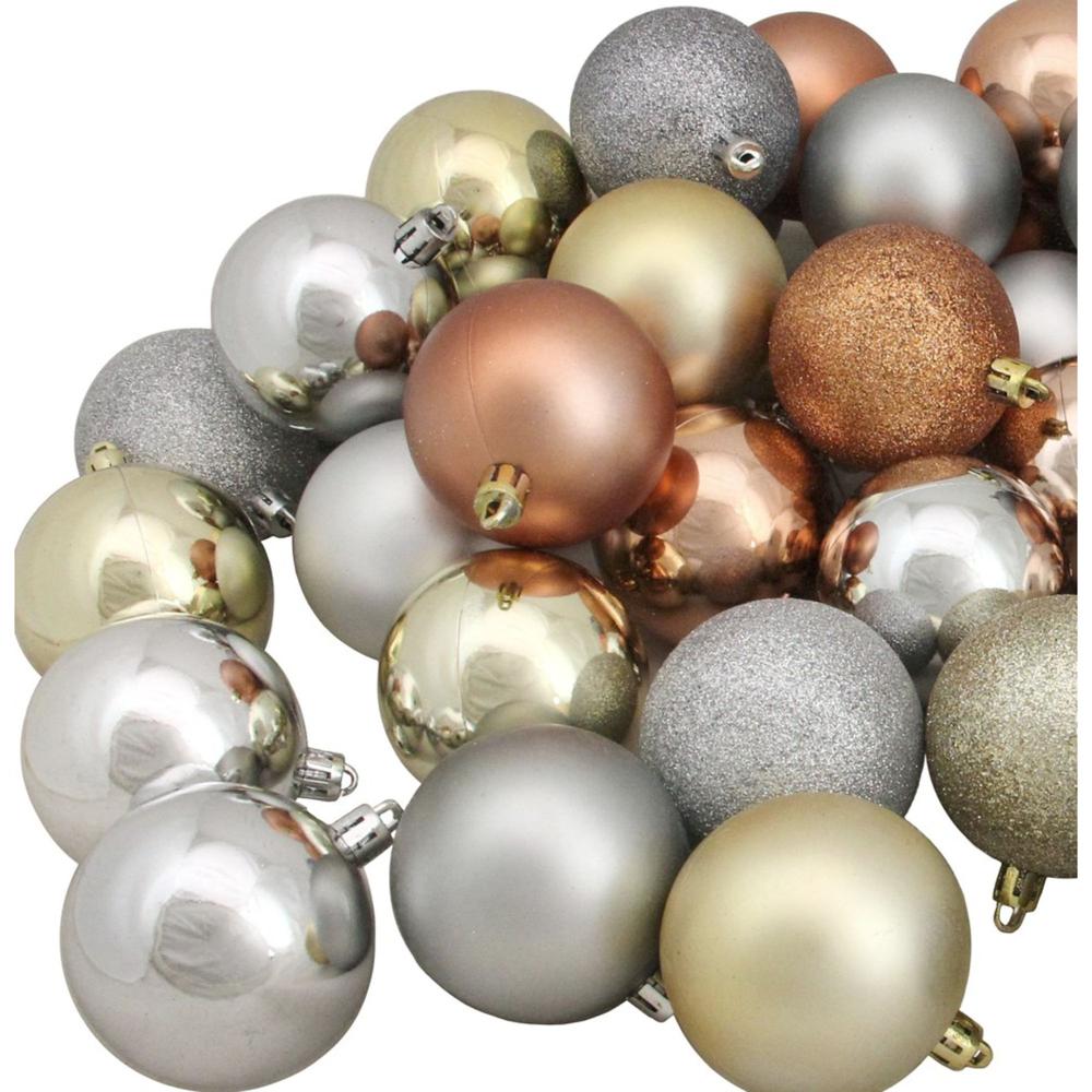 60ct Earth Tone Shatterproof 3-Finish Christmas Ball Ornaments 2.5" (60mm). Picture 2