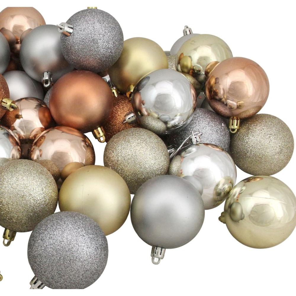 60ct Earth Tone Shatterproof 3-Finish Christmas Ball Ornaments 2.5" (60mm). Picture 3