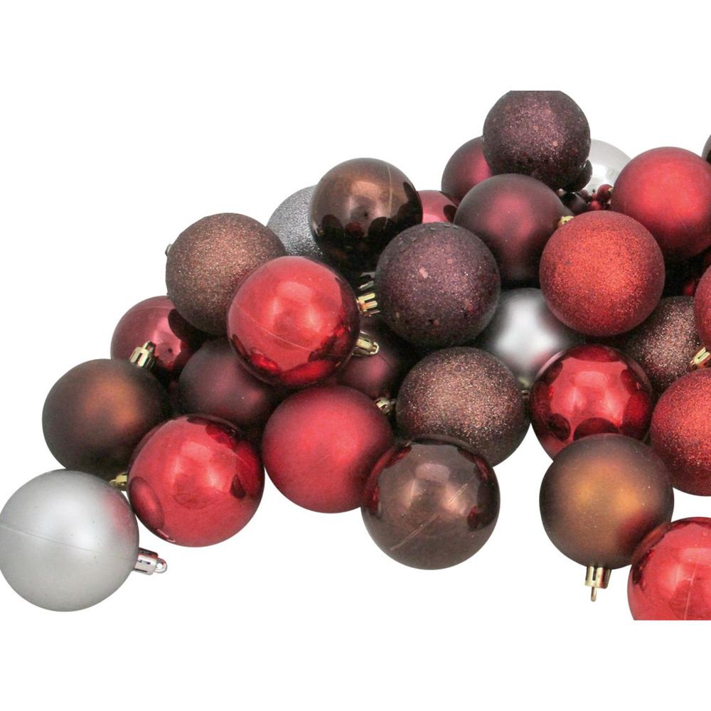 60ct Red and Silver Shatterproof 4-Finish Christmas Ball Ornaments 2.5" (60mm). Picture 2