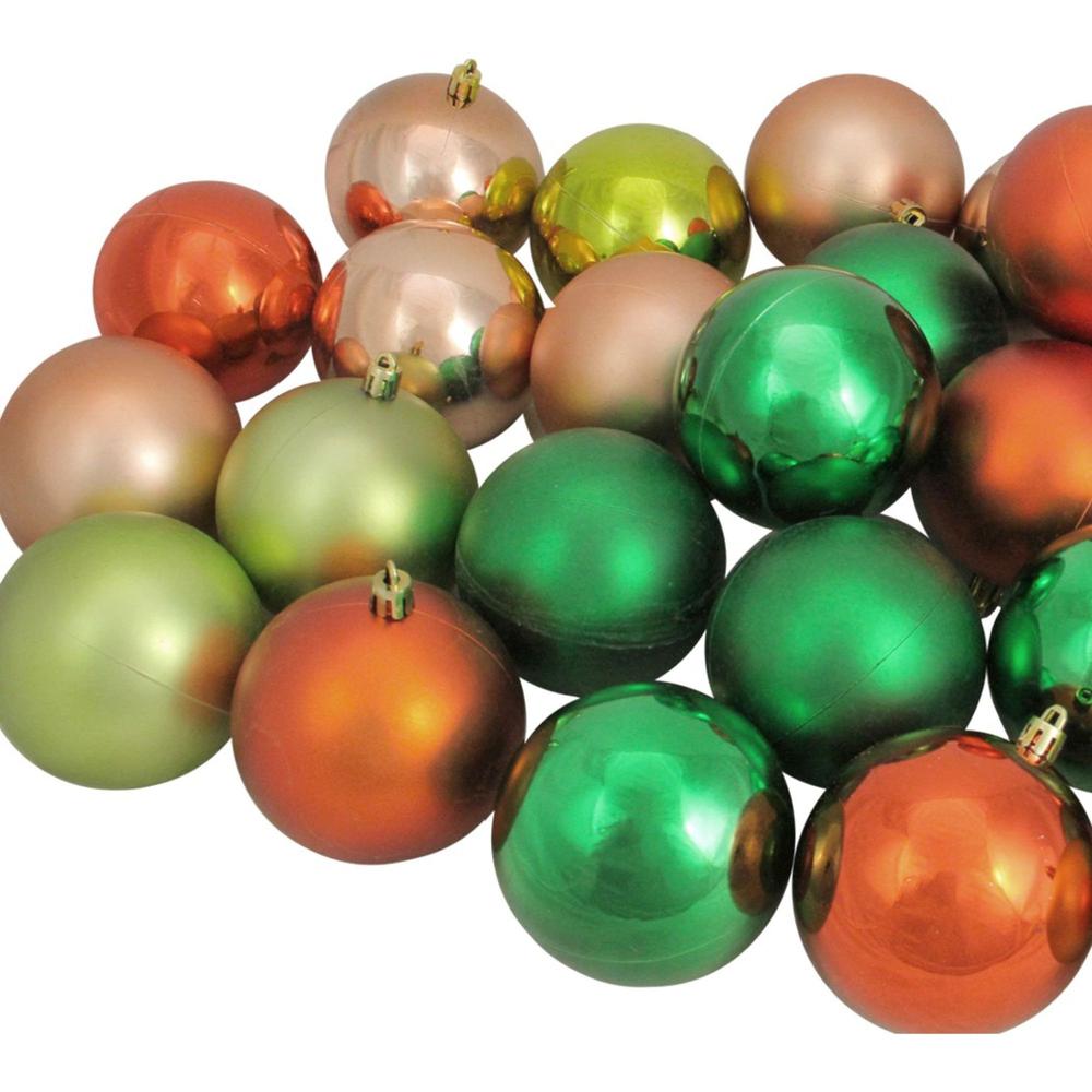 32ct Green and Orange Shatterproof 2-Finish Christmas Ball Ornaments 3.25" (80mm). Picture 2