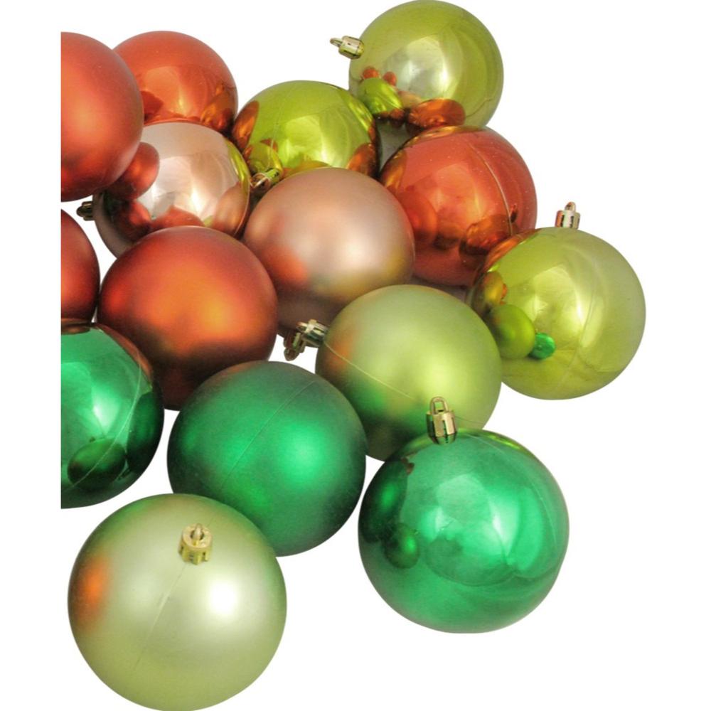 32ct Green and Orange Shatterproof 2-Finish Christmas Ball Ornaments 3.25" (80mm). Picture 3