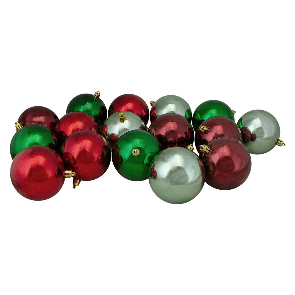 32ct Reds and Greens Shatterproof 2-Finish Christmas Ball Ornaments 3.25" (80mm). Picture 3