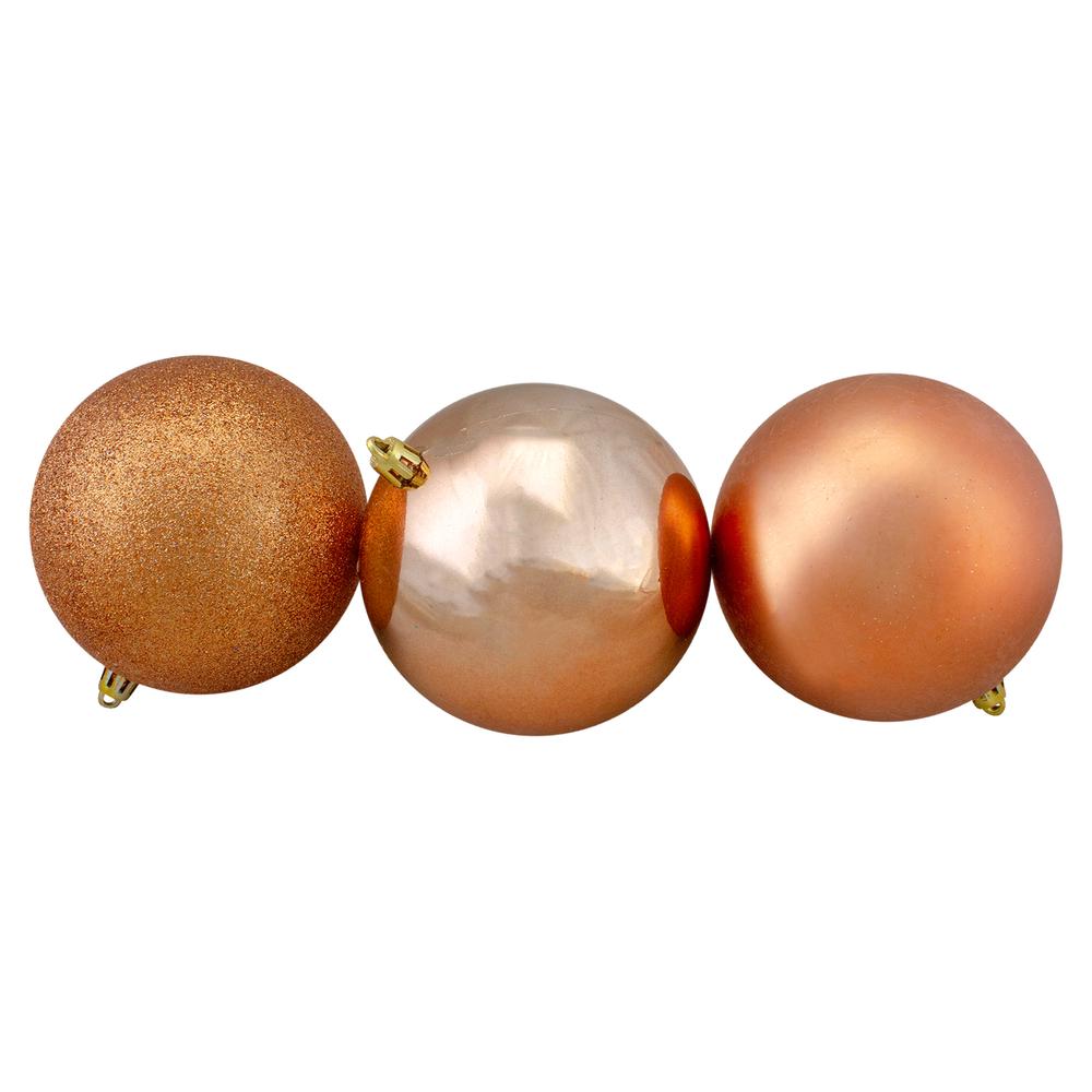 12ct Earth Tone Shatterproof 3-Finish Christmas Ball Ornaments 4" (100mm). Picture 3