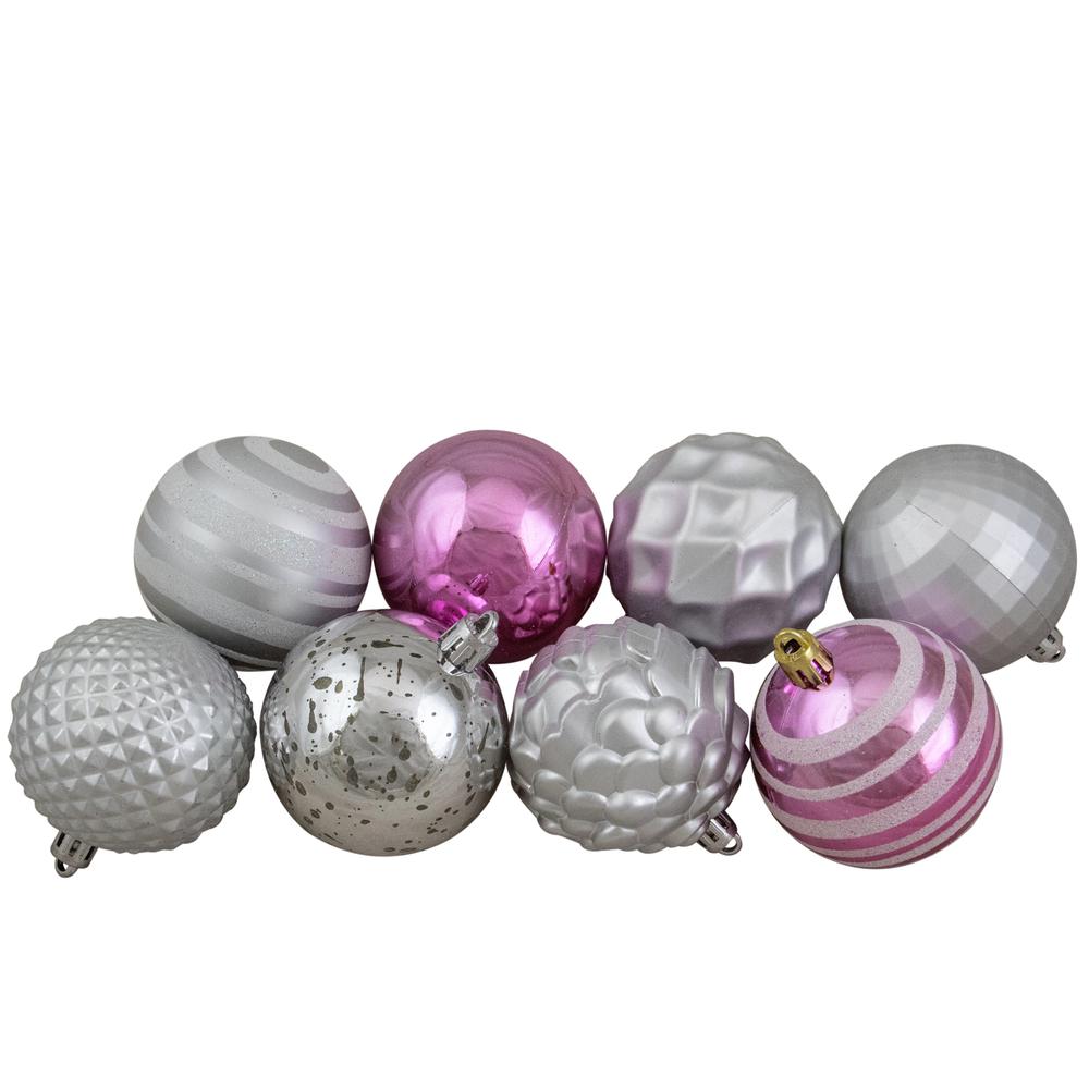 75ct Pink and Silver Shatterproof 3-Finish Christmas Ball Ornaments. Picture 4