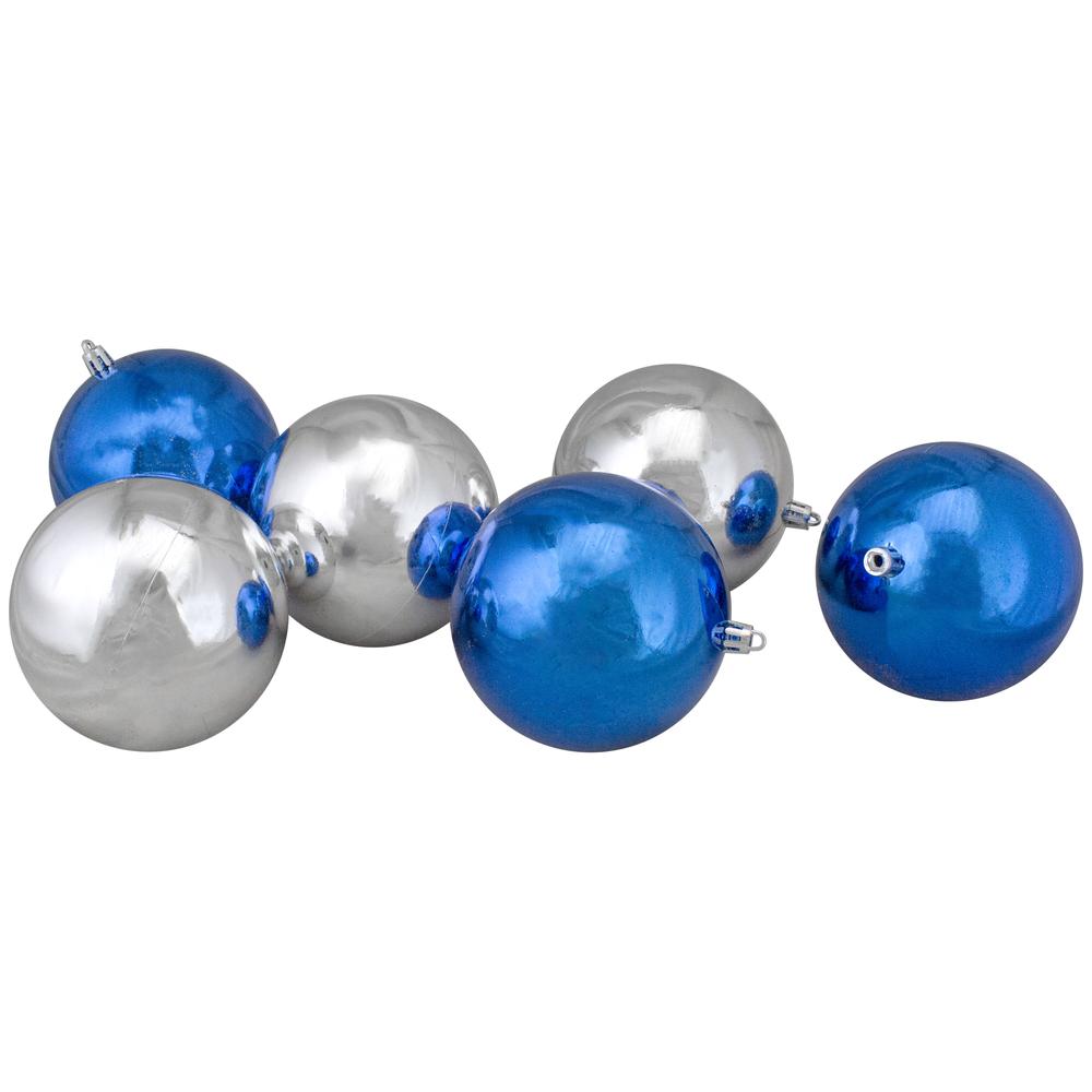 12ct Silver and Blue 2-Finish Shatterproof Ball Christmas Ornaments 4". Picture 3