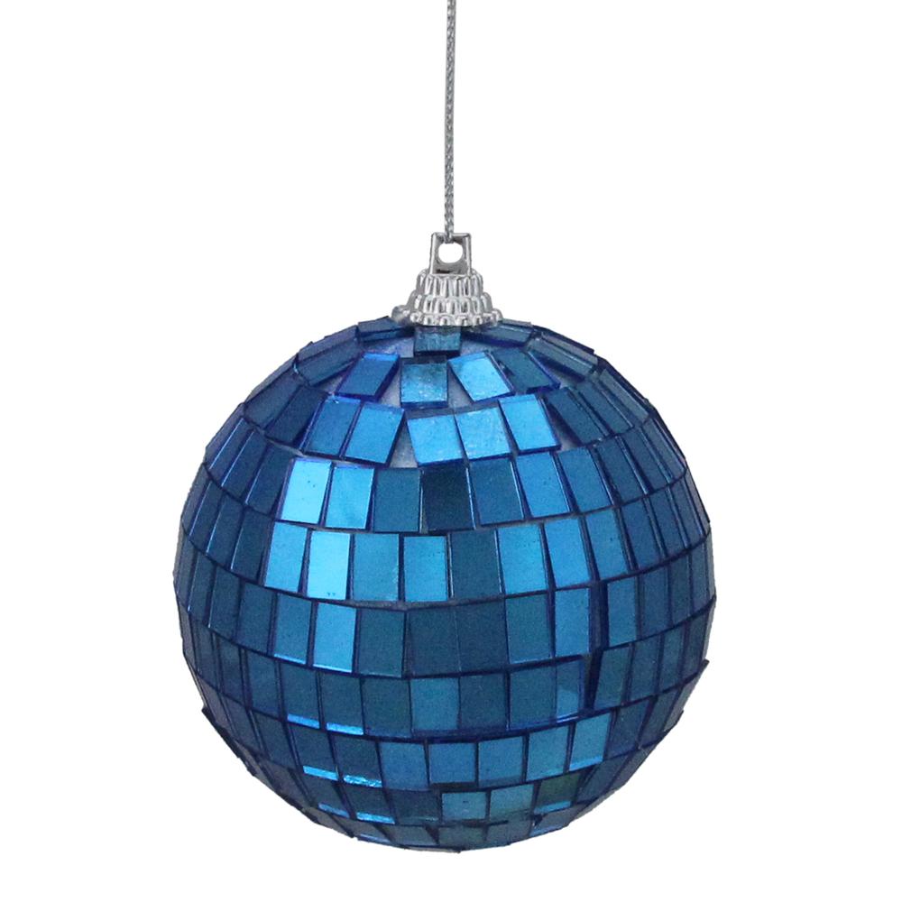 6ct Lavish Blue Mirrored Glass Disco Ball Christmas Ornaments 2.75" (70mm). Picture 1