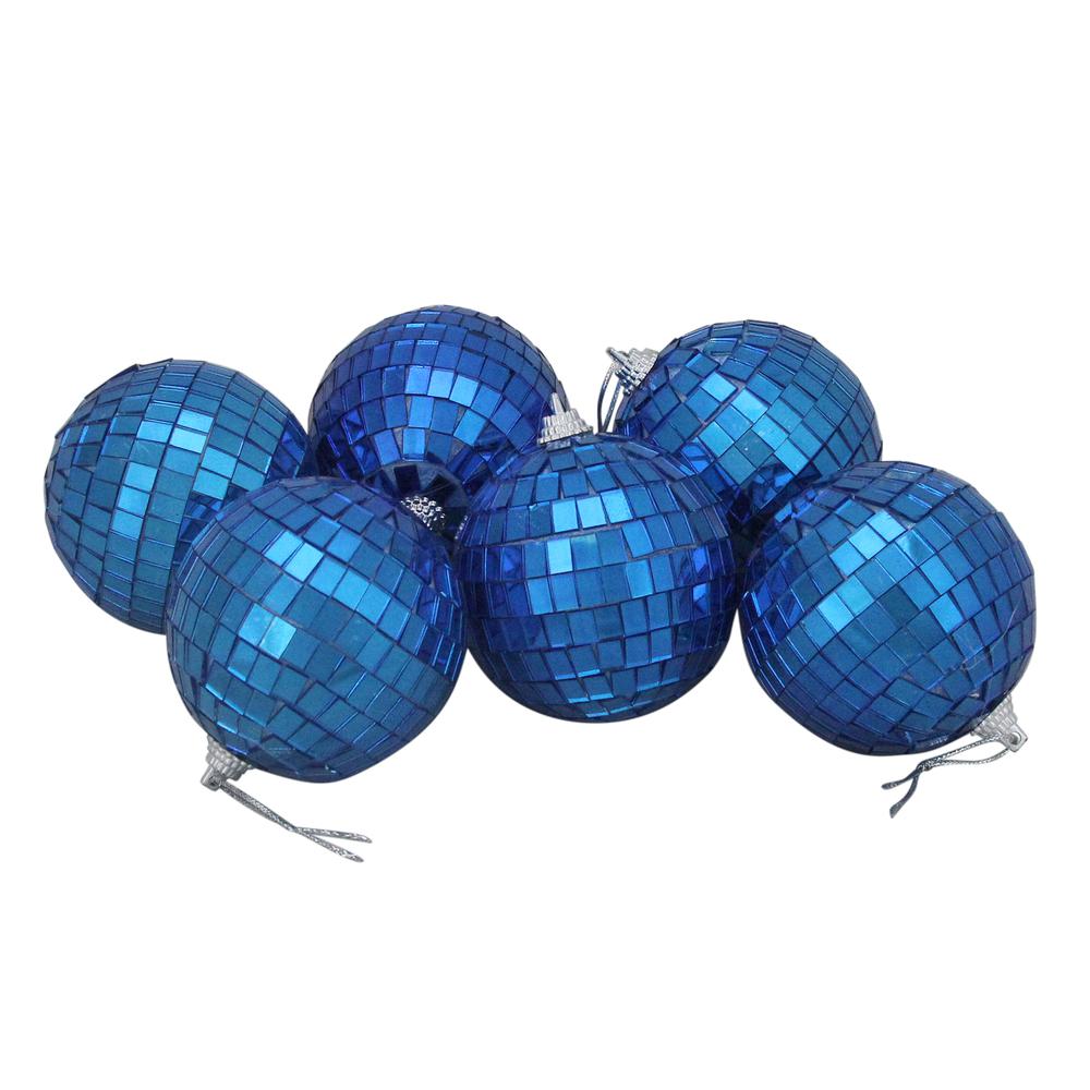 6ct Lavish Blue Mirrored Glass Disco Ball Christmas Ornaments 2.75" (70mm). Picture 2