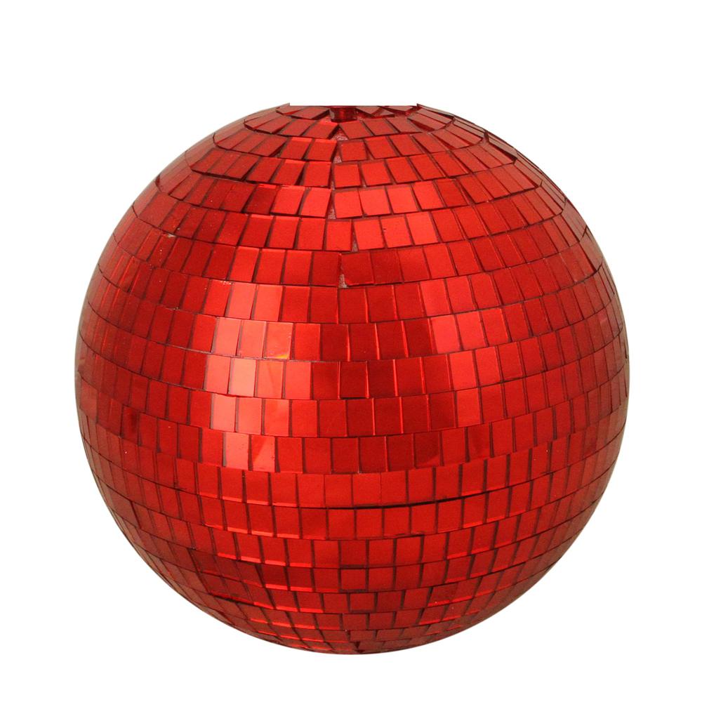 Shiny Red Hot Mirrored Disco Glass Christmas Ball Ornament 8" (200mm). Picture 2