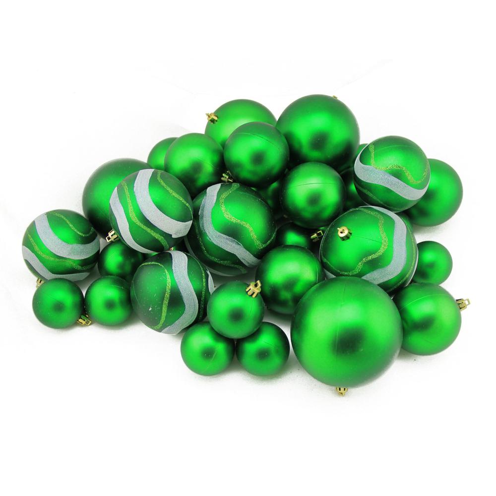 39ct Green Shatterproof 2-Finish Christmas Ball Ornaments 4" (100mm). Picture 2