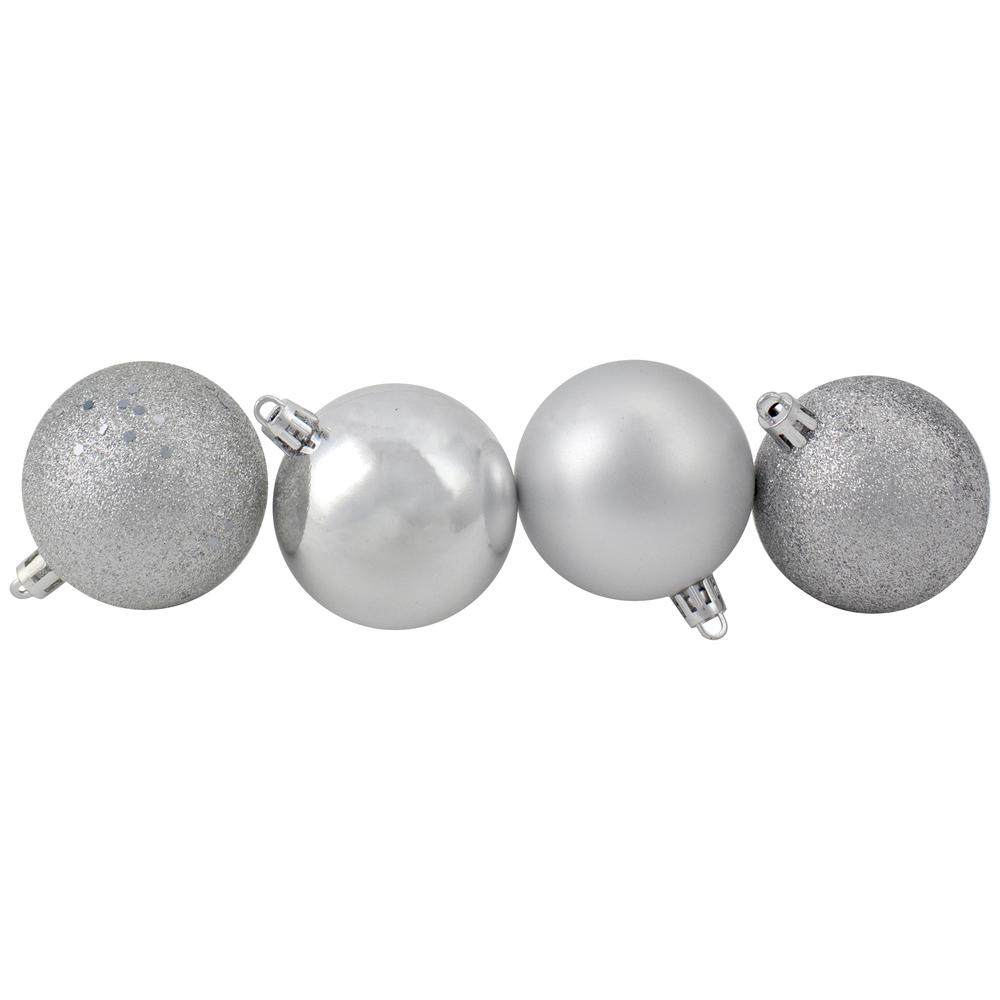 24ct Silver 4-Finish Shatterproof Christmas Ball Ornaments 2.5" (60mm). Picture 3