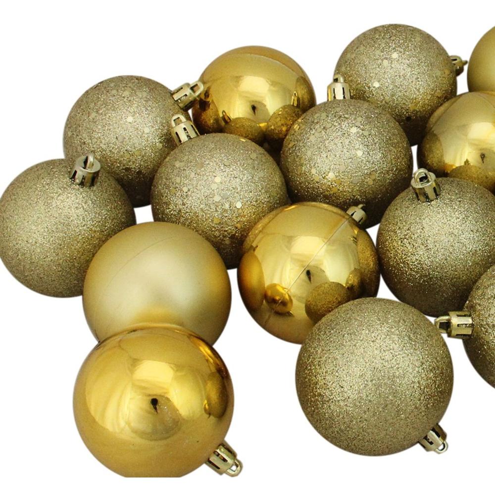 24ct Vegas Gold Shatterproof 4-Finish Christmas Ball Ornaments 2.5" (60mm). Picture 2