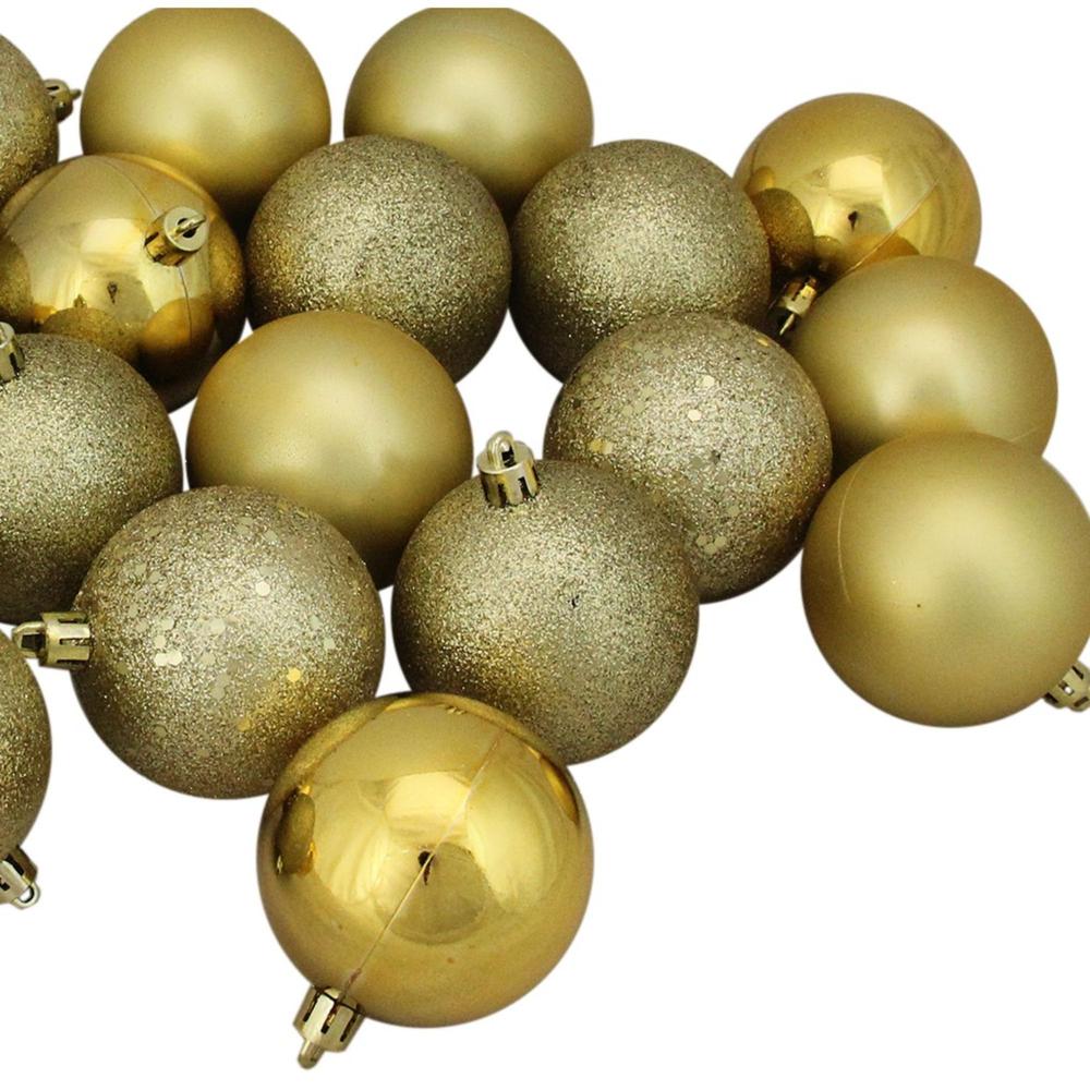 24ct Vegas Gold Shatterproof 4-Finish Christmas Ball Ornaments 2.5" (60mm). Picture 3
