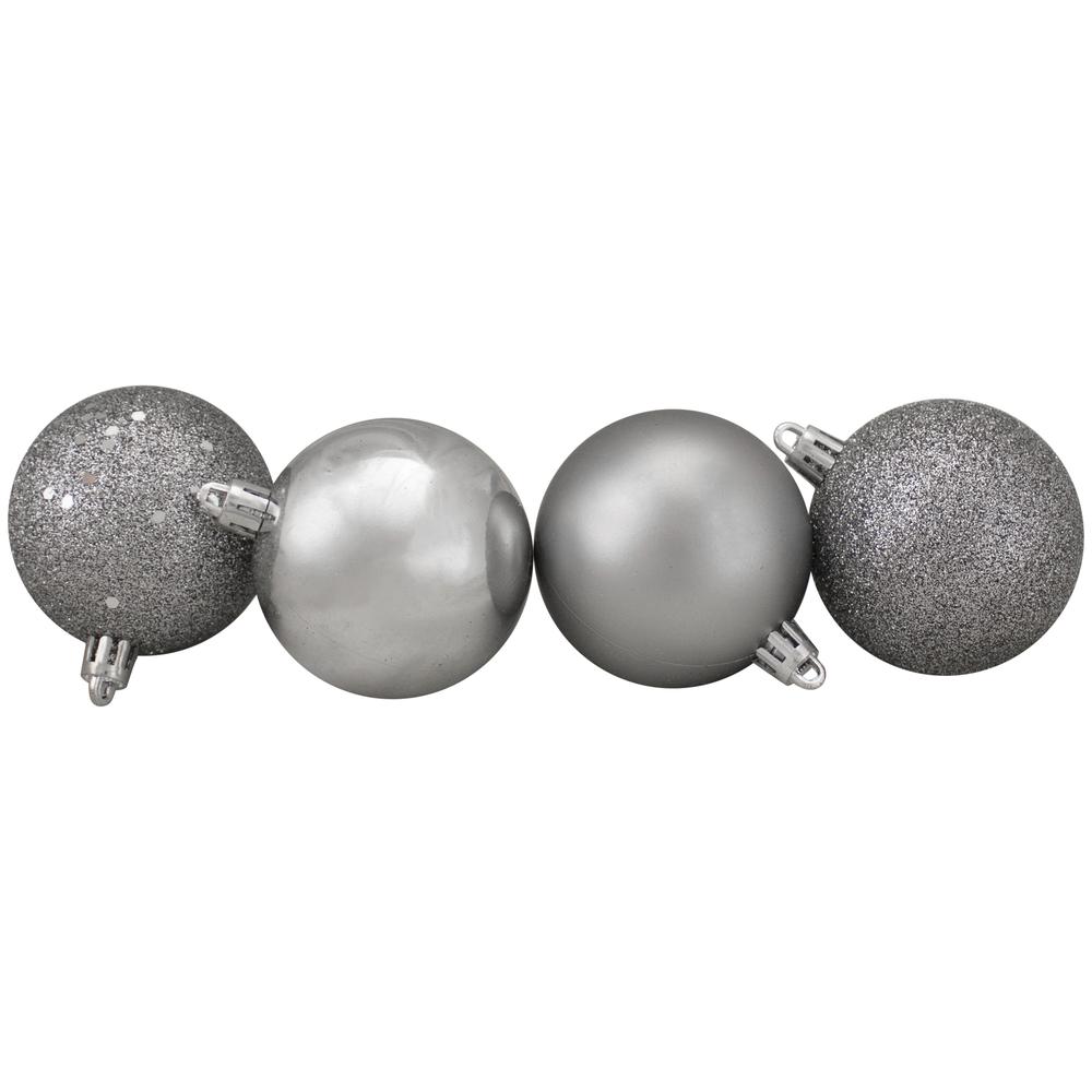 24ct Pewter Gray Shatterproof 4-Finish Christmas Ball Ornaments 2.5" (60mm). Picture 3