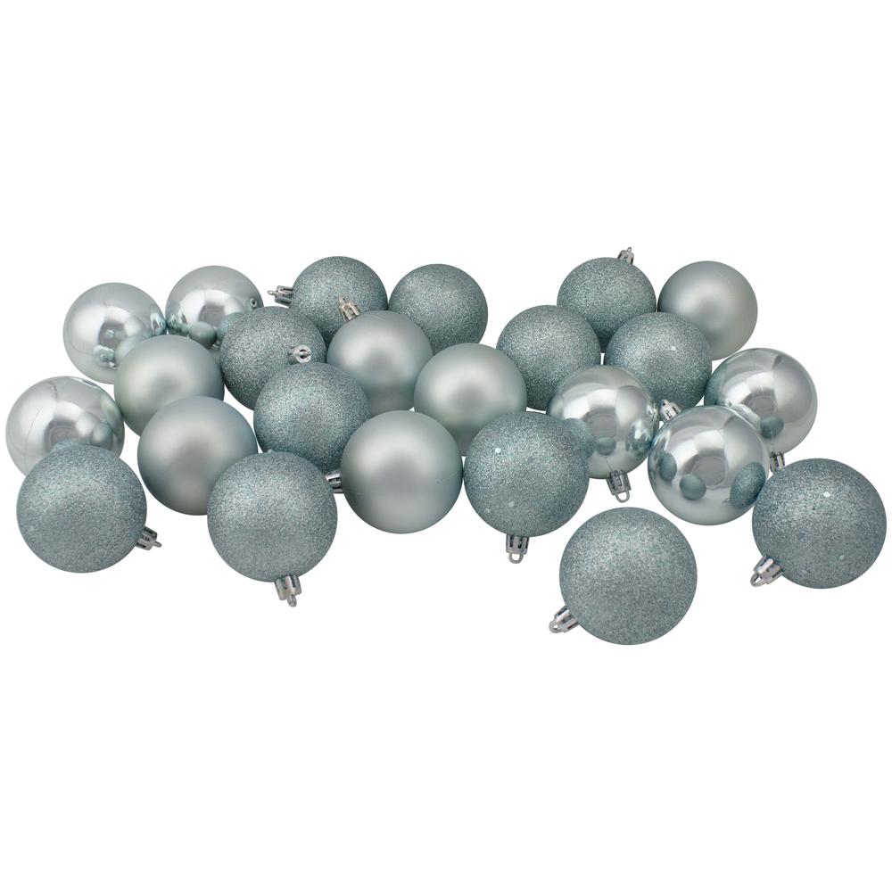 60ct Mermaid Blue Shatterproof 4-Finish Christmas Ball Ornaments 2.5" (60mm). Picture 1