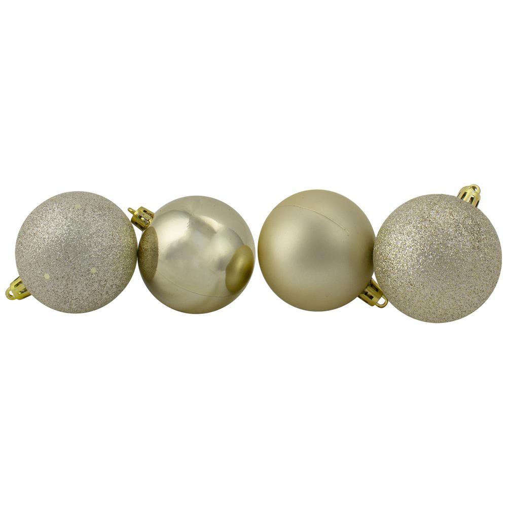 24ct Champagne Gold Shatterproof 4-Finish Christmas Ball Ornaments 2.5" (60mm). Picture 3