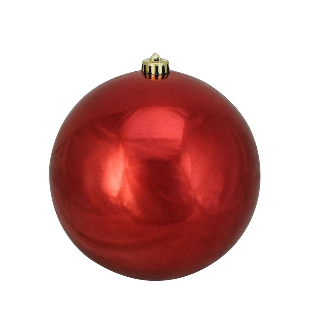 8" Red Hot Shatterproof Shiny Christmas Ball Ornament (200mm). Picture 1