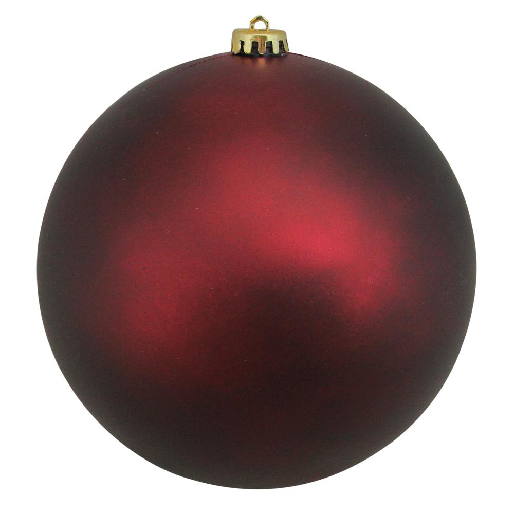 Matte Burgundy Red Shatterproof Christmas Ball Ornament 8" (200mm). Picture 1