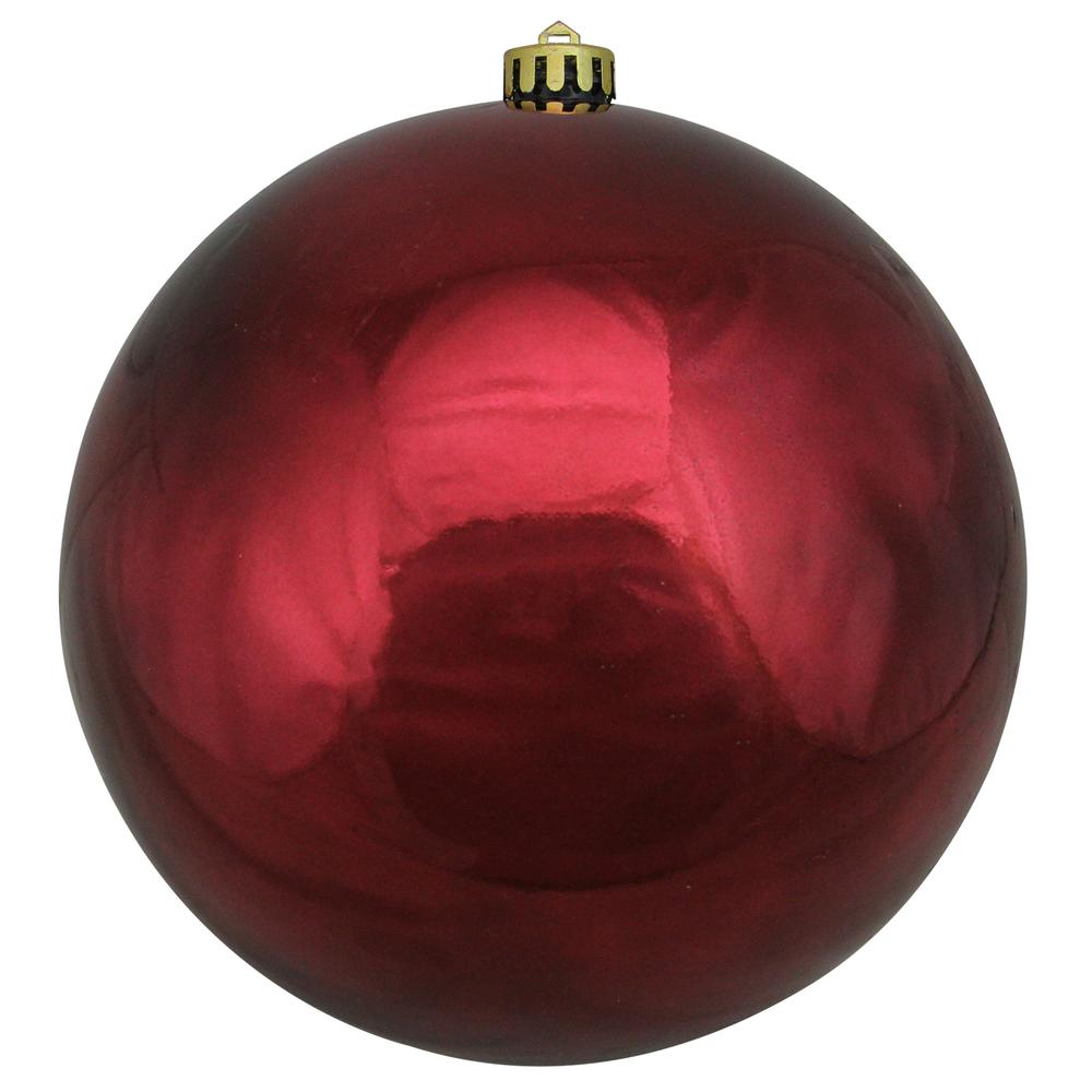 Burgundy Red Shatterproof Shiny Christmas Ball Ornament 8" (200mm). Picture 1