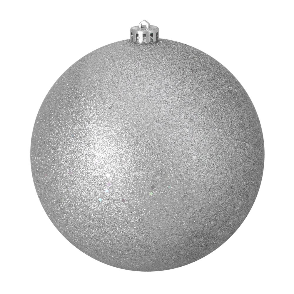 Silver Glitter Shatterproof Splendor Holographic Christmas Ball Ornament 8" (200mm). Picture 1