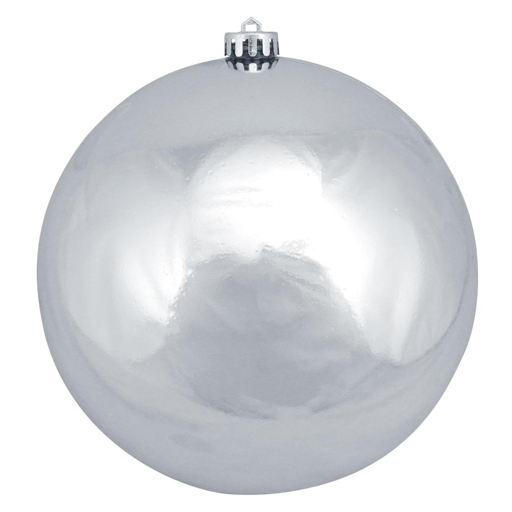 Shiny Silver Shatterproof Christmas Ball Ornament 8" (200mm). Picture 1