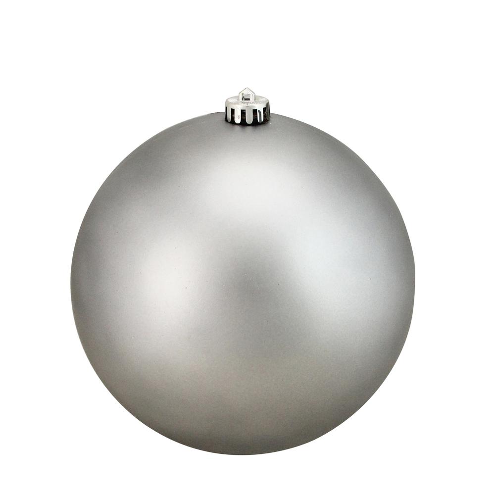 Matte Pewter Gray Shatterproof Christmas Ball Ornament 8" (200mm). Picture 1