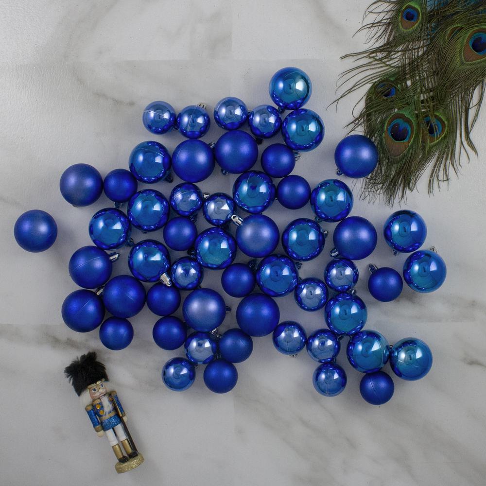 50ct Lavish Blue Shatterproof 2Finish Christmas Ball Ornaments 2" (50mm). Picture 2