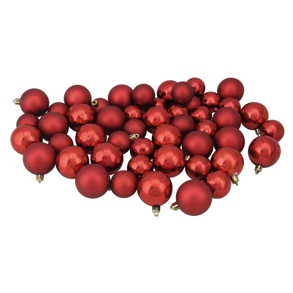 50ct Red Shatterproof 2-Finish Christmas Ball Ornaments 2" (50mm). Picture 1
