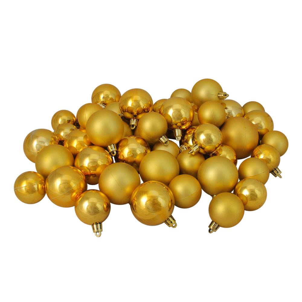 50ct Gold Shatterproof 2-Finish Christmas Ball Ornaments 2" (50mm). Picture 1