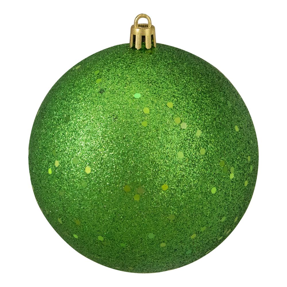 12ct Green Shatterproof 4-Finish Christmas Ball Ornaments 4" (100mm). Picture 3