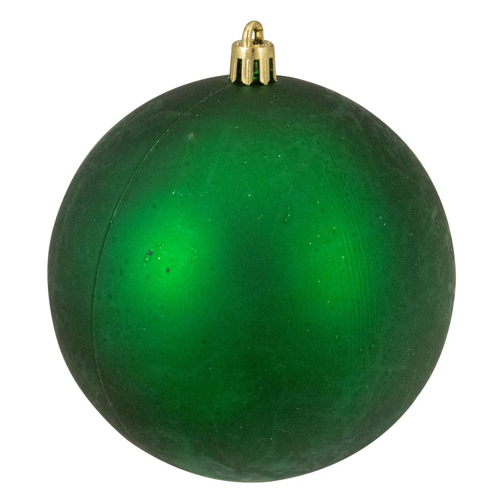 12ct Green Shatterproof 4-Finish Christmas Ball Ornaments 4" (100mm). Picture 4