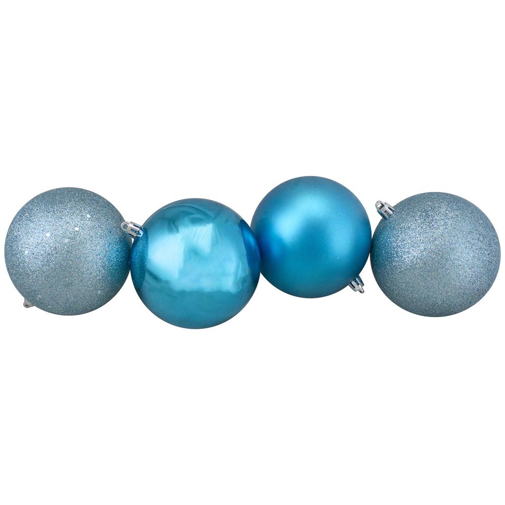 32ct Turquoise Blue Shatterproof 4-Finish Christmas Ball Ornaments 3.25" (80mm). Picture 3