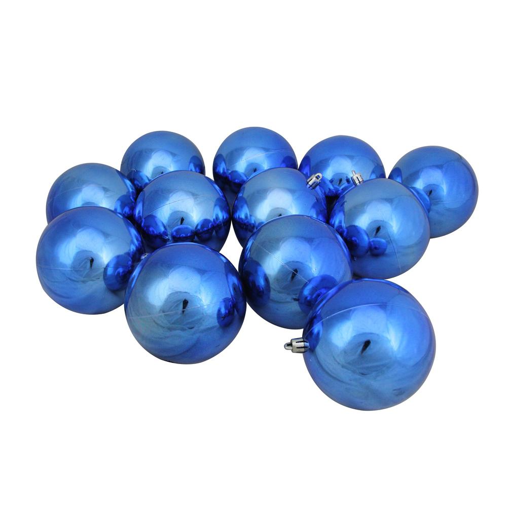 12ct Lavish Blue Shatterproof Christmas Ball Ornaments 4" (100mm). Picture 2