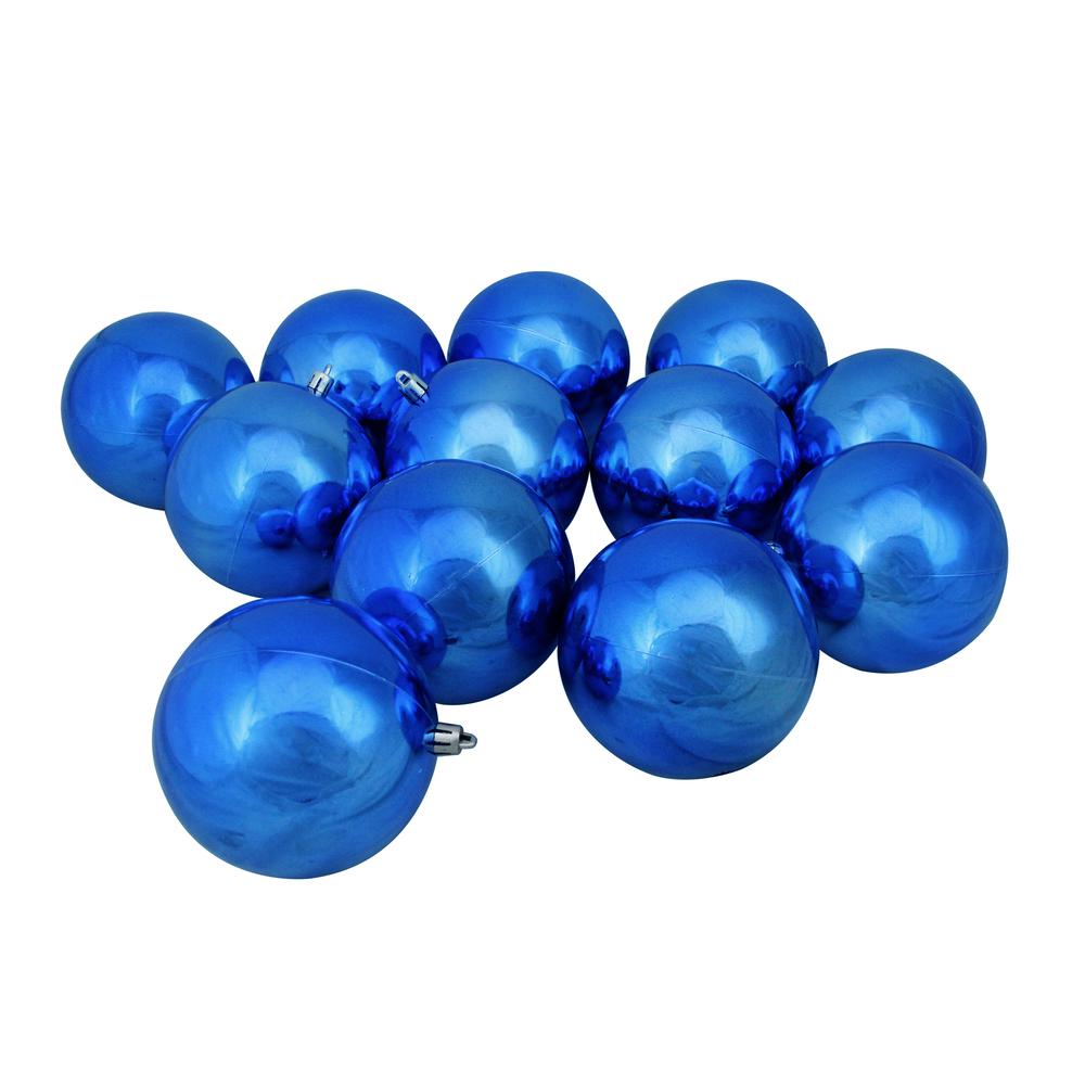 12ct Lavish Blue Shatterproof Christmas Ball Ornaments 4" (100mm). The main picture.