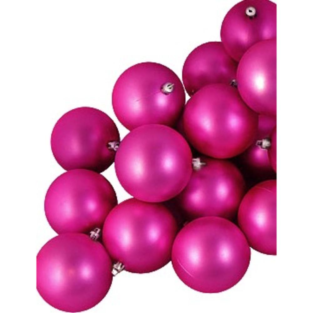 12ct Pink Shatterproof Matte Christmas Ball Ornaments 4" (100mm). Picture 2