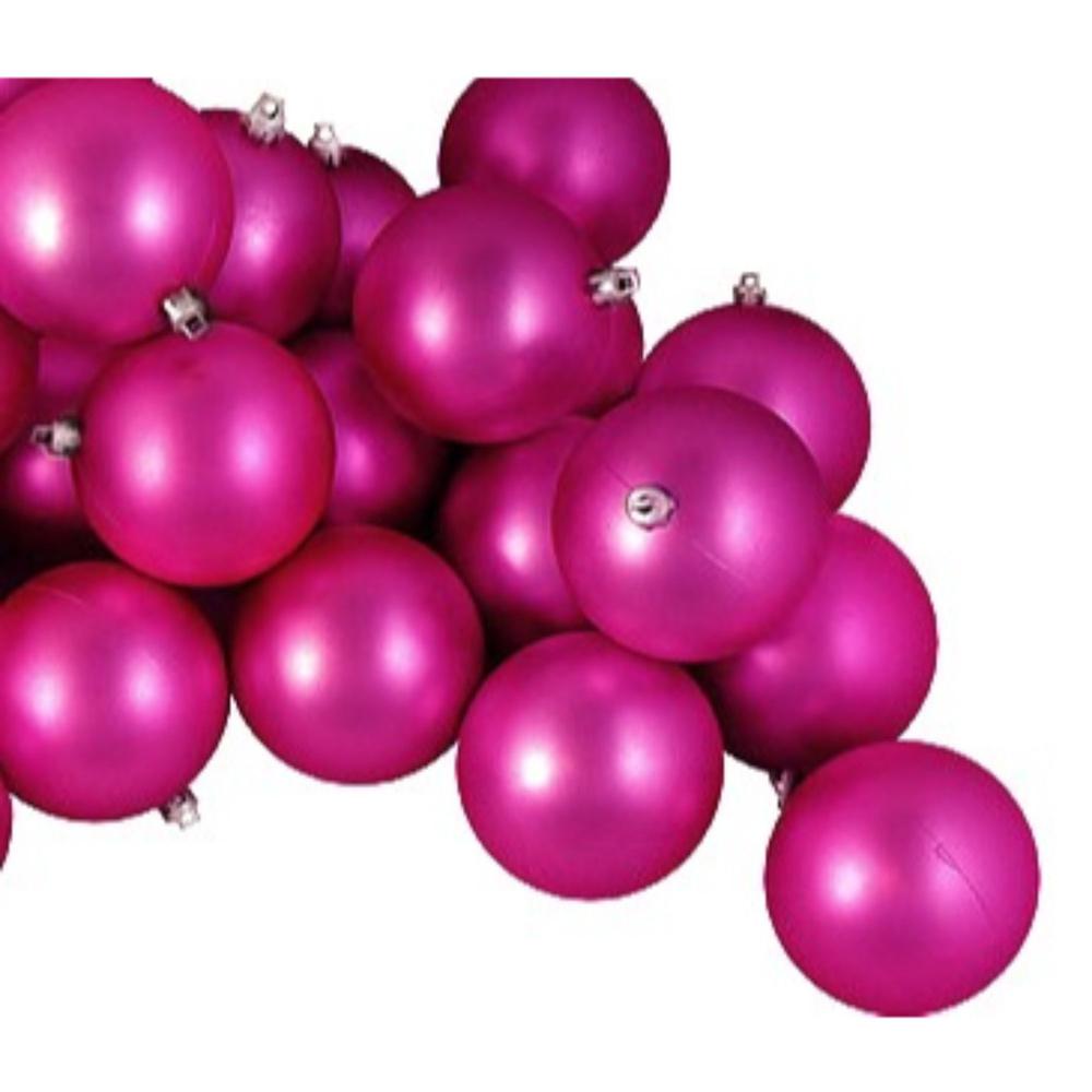 12ct Pink Shatterproof Matte Christmas Ball Ornaments 4" (100mm). Picture 3