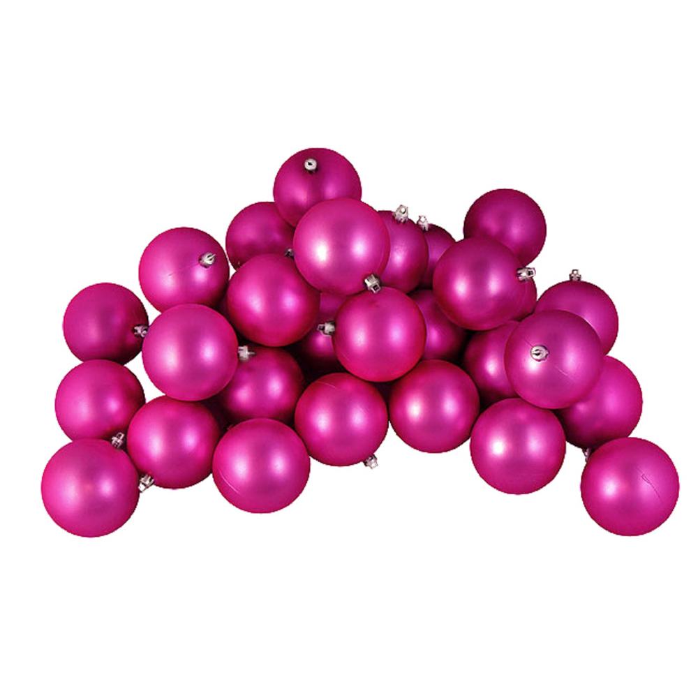 12ct Pink Shatterproof Matte Christmas Ball Ornaments 4" (100mm). Picture 1