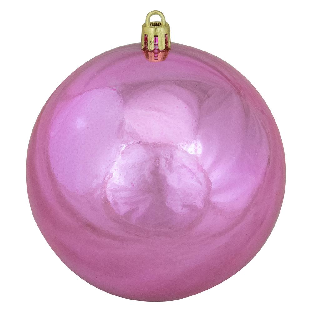12ct Shiny Pink Shatterproof Christmas Ball Ornaments 4" (100mm). Picture 3